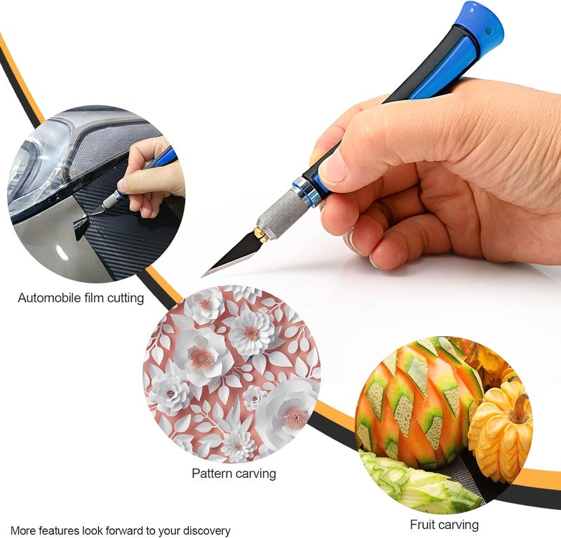 Ehdis Precision Hobby Knife Set Utility Craft Knife Kit with 10PCS Blades for Art, Working-Stencil, Scoring, Scrapbooking, Architecture Modeling, Crafting-Blue - Image 5